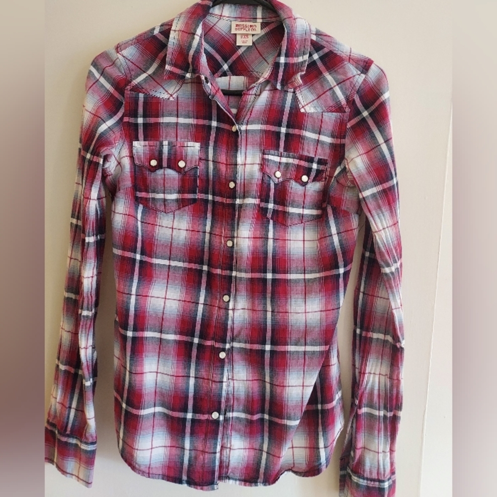 Womens Western Style Red Plaid Shirt
